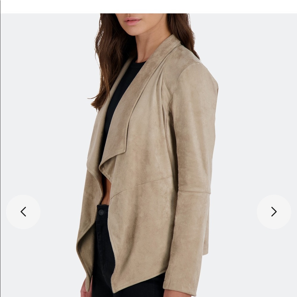 BB Dakota Wade Faux Suede Drape Jacket in Toffee S - Picture 3 of 8